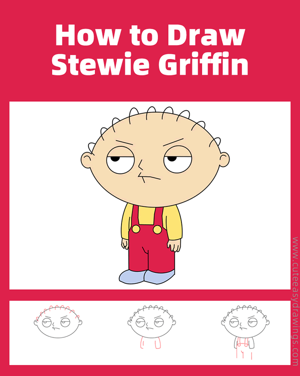 how to draw stewie griffin - www.cuteeasydrawings.com