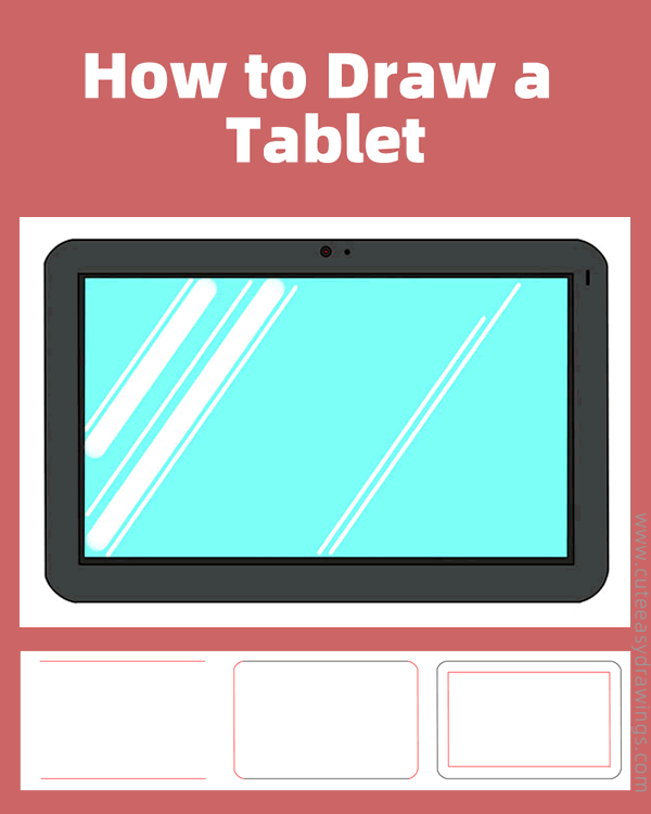 how to draw a tablet - www.cuteeasydrawings.com