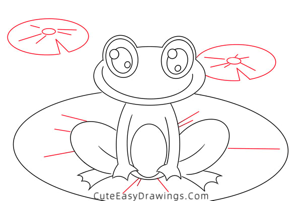 how to draw a frog on a lotus leaf - www.cuteeasydrawings.com