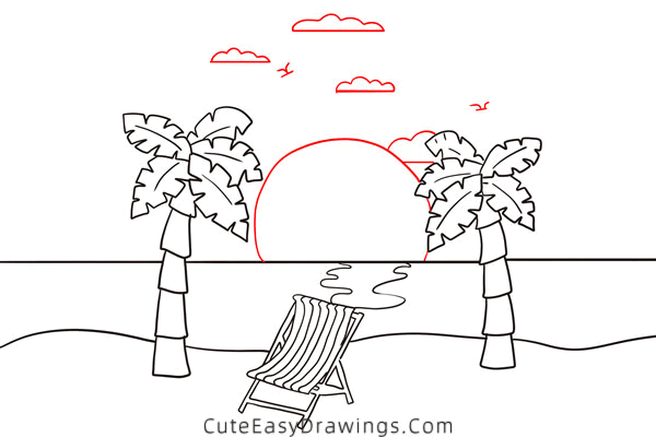 how to draw a beach - www.cuteeasydrawings.com