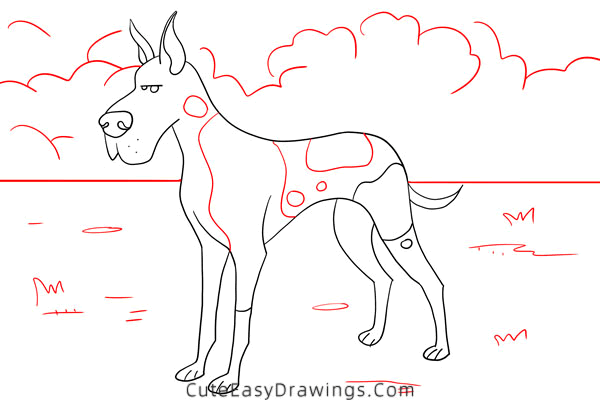 how to draw a great dane - www.cuteeasydrawings.com