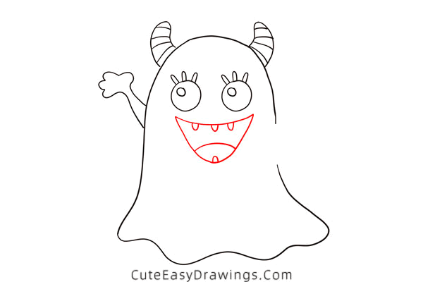 how to draw a monster with jack-o-lantern - www.cuteeasydrawings.com