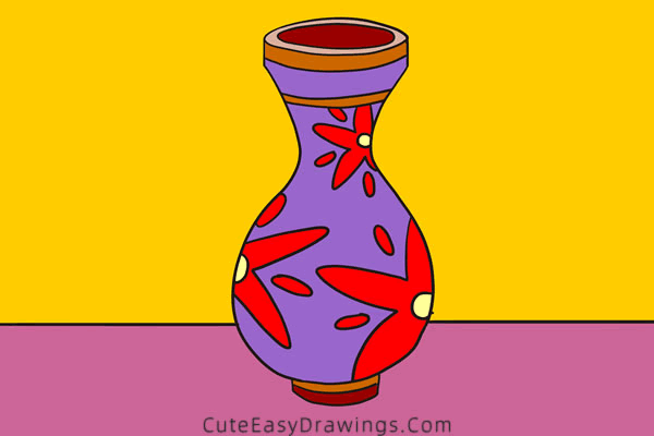 how to draw a vase - www.cuteeasydrawings.com