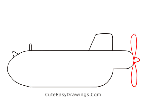 how to draw a submarine - www.cuteeasydrawings.com