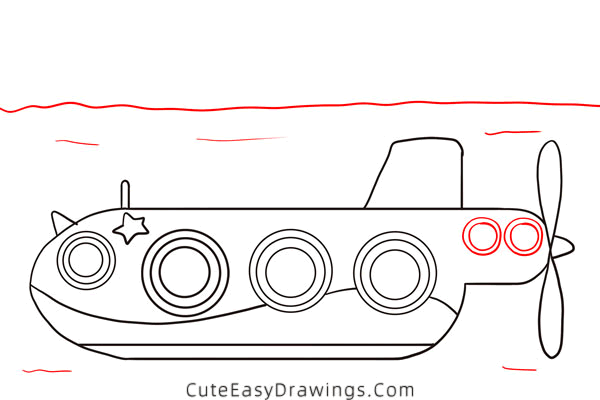 how to draw a submarine - www.cuteeasydrawings.com