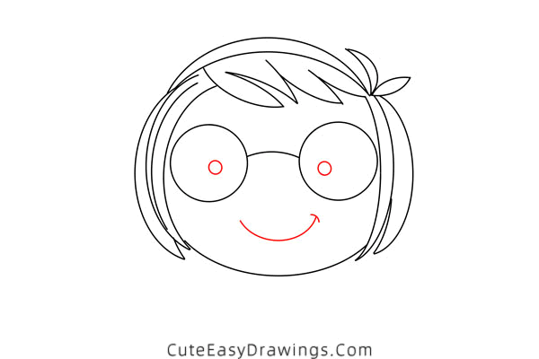 how to draw a girl with glasses - www.cuteeasydrawings.com