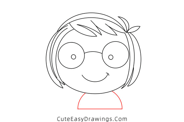 how to draw a girl with glasses - www.cuteeasydrawings.com