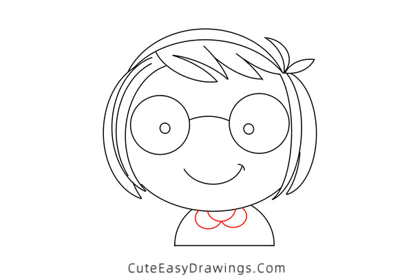 how to draw a girl with glasses - www.cuteeasydrawings.com