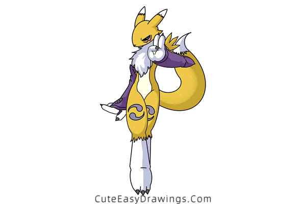 how to draw renamon from digimon - www.cuteeasydrawings.com