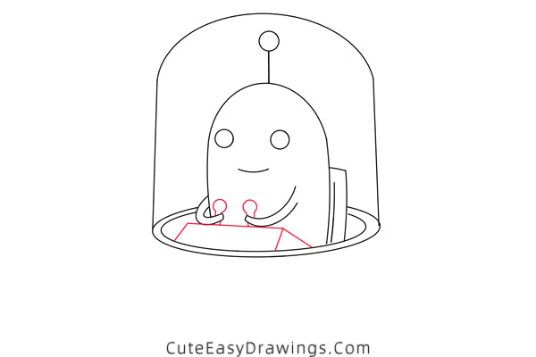 how to draw a ufo with an alien - www.cuteeasydrawings.com