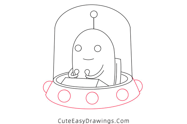 how to draw a ufo with an alien - www.cuteeasydrawings.com