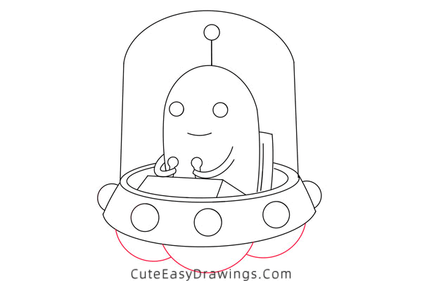 how to draw a ufo with an alien - www.cuteeasydrawings.com