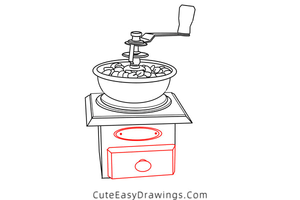 how to draw a coffee grinder - www.cuteeasydrawings.com