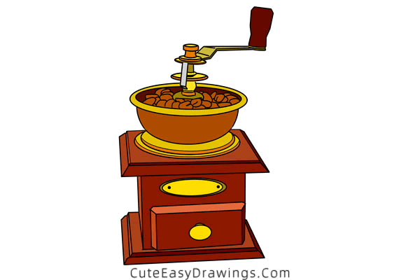 how to draw a coffee grinder - www.cuteeasydrawings.com