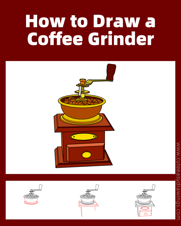 how to draw a coffee grinder - www.cuteeasydrawings.com