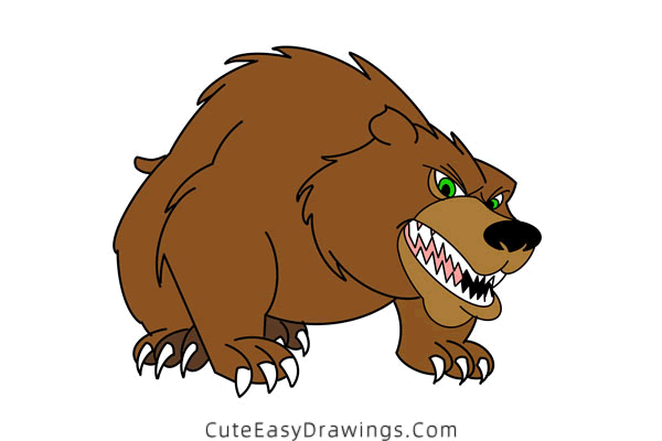 how to draw a brown bear - www.cuteeasydrawings.com