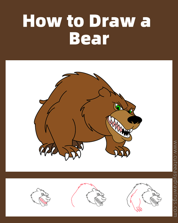 how to draw a brown bear - www.cuteeasydrawings.com