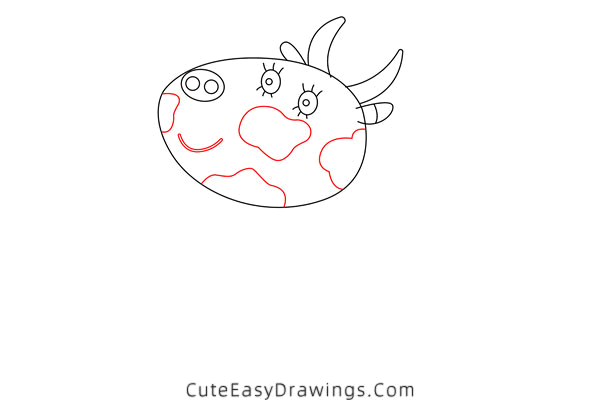 how to draw mrs cow from peppa pig - www.cuteeasydrawings.com