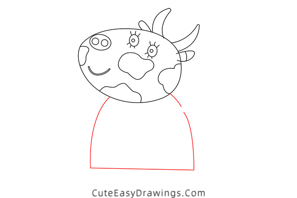 how to draw mrs cow from peppa pig - www.cuteeasydrawings.com