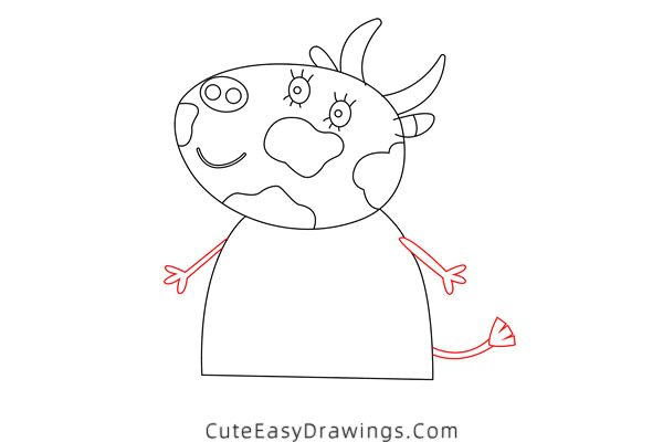 how to draw mrs cow from peppa pig - www.cuteeasydrawings.com