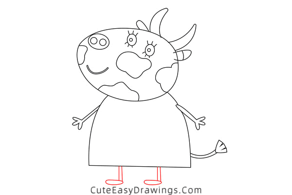 how to draw mrs cow from peppa pig - www.cuteeasydrawings.com