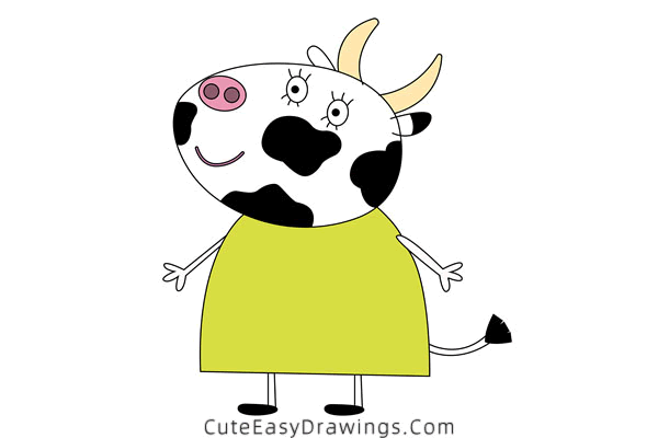 how to draw mrs cow from peppa pig - www.cuteeasydrawings.com