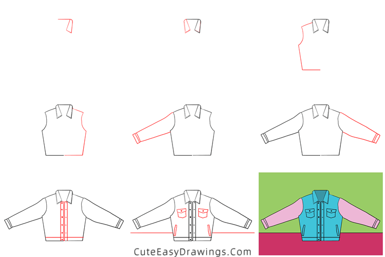 how to draw a jacket - www.cuteeasydrawings.com