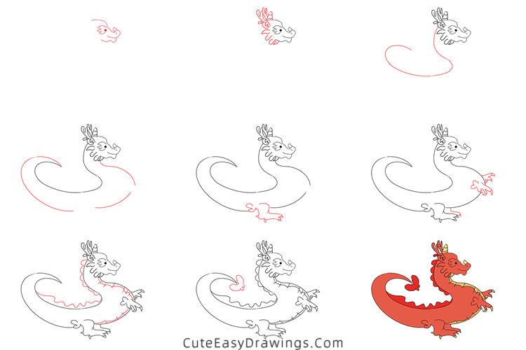 how to draw a chinese dragon - www.cuteeasydrawings.com