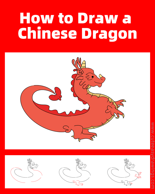 how to draw a chinese dragon - www.cuteeasydrawings.com