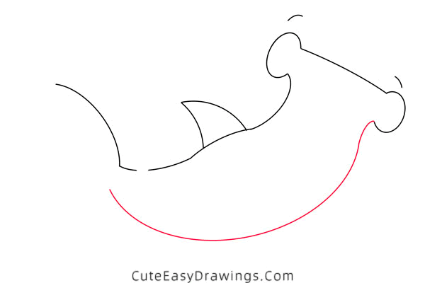 how to draw a hammerhead shark - www.cuteeasydrawings.com