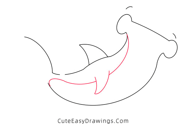 how to draw a hammerhead shark - www.cuteeasydrawings.com