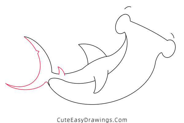 how to draw a hammerhead shark - www.cuteeasydrawings.com