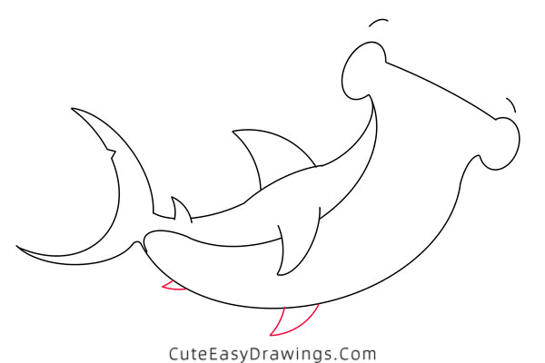 how to draw a hammerhead shark - www.cuteeasydrawings.com