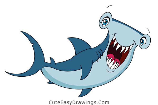 How to Draw a Hammerhead Shark Step by Step - Cute Easy Drawings