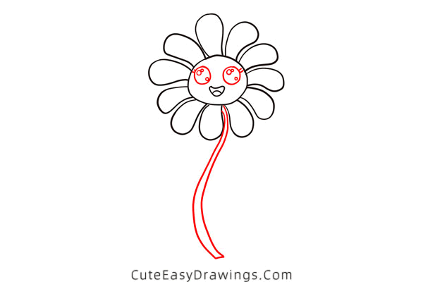 how to draw a cartoon flower - www.cuteeasydrawings.com