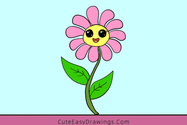 how to draw a cartoon flower - www.cuteeasydrawings.com