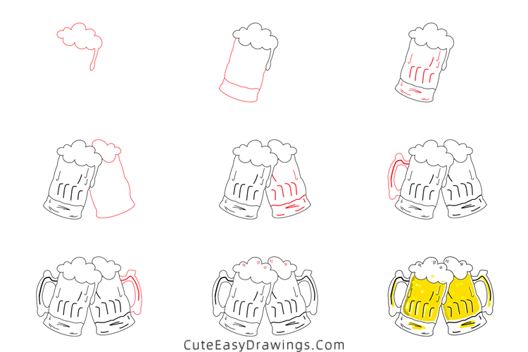 how to draw a beer mug - www.cuteeasydrawings.com