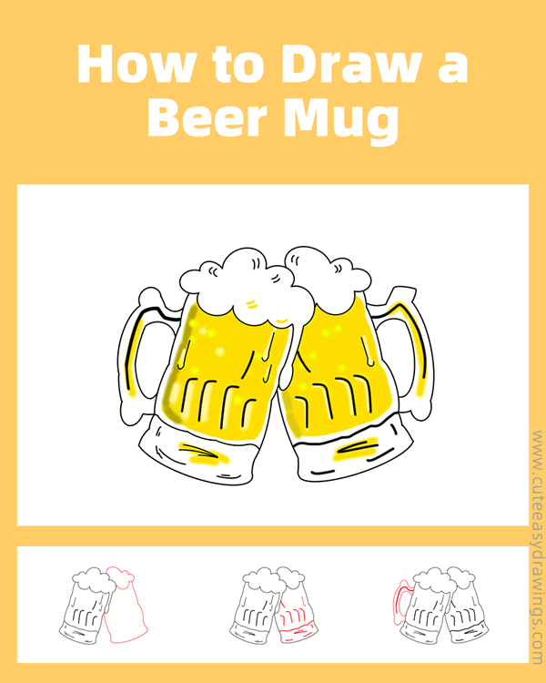 how to draw a beer mug - www.cuteeasydrawings.com