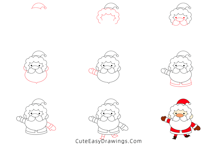 how to draw santa - www.cuteeasydrawings.com