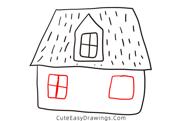 how to draw a cute house - www.cuteeasydrawings.com