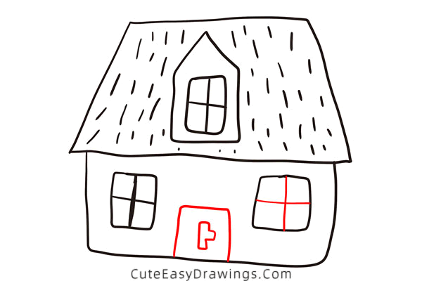 how to draw a cute house - www.cuteeasydrawings.com