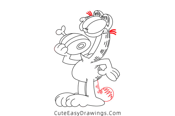 how to draw garfield eating - www.cuteeasydrawings.com