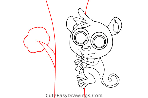 how to draw a tarsier - www.cuteeasydrawings.com