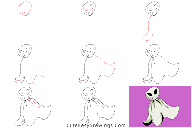 how to draw a halloween ghost easy - www.cuteeasydrawings.com