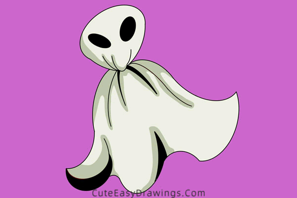 how to draw a halloween ghost easy - www.cuteeasydrawings.com