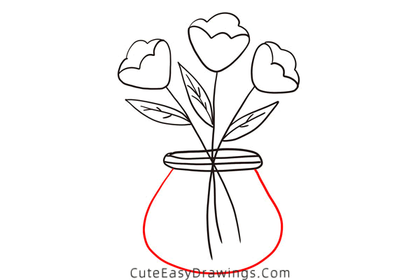 how to draw flowers in a vase - www.cuteeasydrawings.com