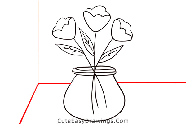 how to draw flowers in a vase - www.cuteeasydrawings.com