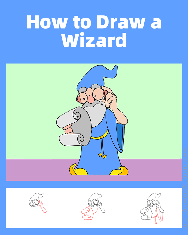 how to draw a wizard - www.cuteeasydrawings.com