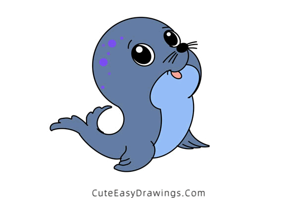 how to draw a cute sea lion - www.cuteeasydrawings.com