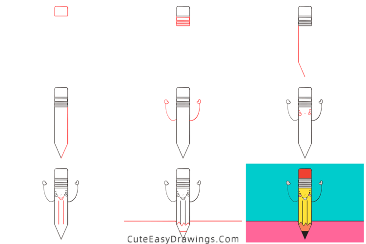 how to draw a pencil - www.cuteeasydrawings.com